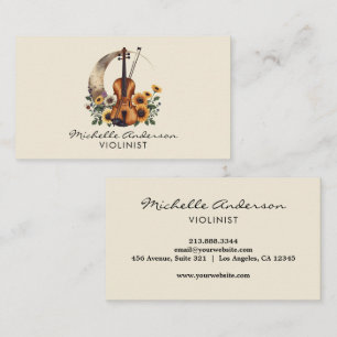 Cartão De Visita Violinista Profissional Violino musical flores