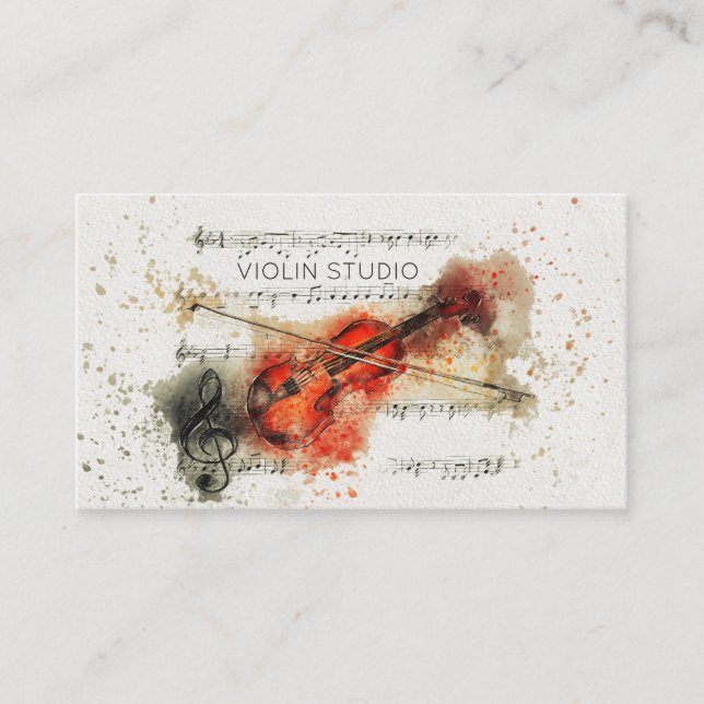 Cartão de Visita Violino Aquarela (Frente)