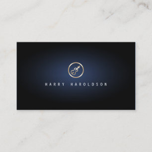 Cartão De Visita Violino Ícone Azul Flor Violinista