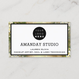 Cartão De Visita VIP Dourado do logotipo da placa de maquilhagem pr