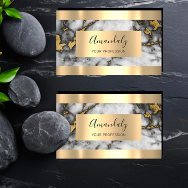 Cartão De Visita VIP Dourado do Mármore do Investimento Financeiro  (Professional Finance Investment Marble Gold VIP Business Card)