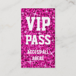 cartão de visita 'VIP PASS' Rosa Glitz