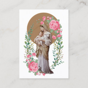 Cartão De Visita Virgem Abençoada Religiosa Mary Jesus Rosa