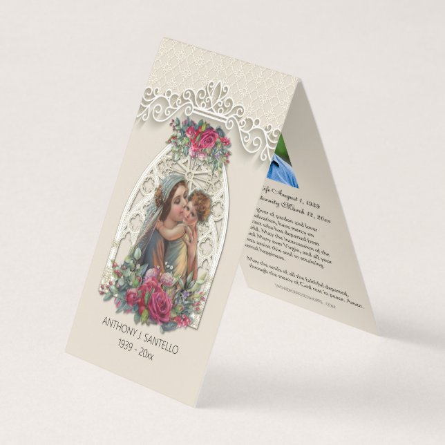 Cartão De Visita Virgem Funerária Católica Mary Jesus Santa Card (Frente)