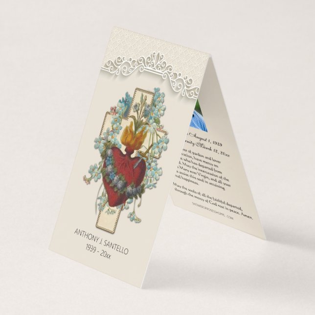 Cartão De Visita Virgem Funerária Católica Mary Prayer Santa Card (Frente)