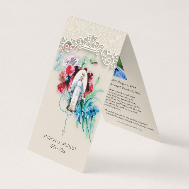 Cartão De Visita Virgem Funerária Católica Mary Prayer Santa Card (Frente)