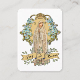 Cartão De Visita Virgem Maria Fatima Oração Rosária Católica Floral