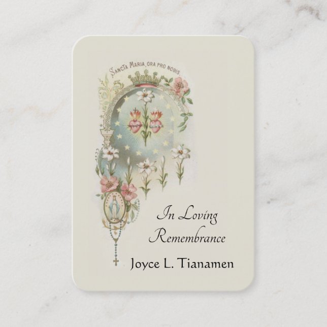 Cartão De Visita Virgem Maria Memorial Funeral Católico Santa Carte (Frente)