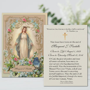 Cartão De Visita Virgem Maria Memorial Funeral Católico Santa Carte