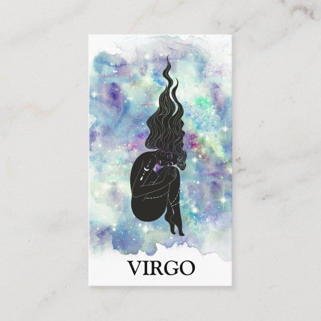 Cartão De Visita *~* VIRGO Astrologia Zodiac Lê Azul (Frente)