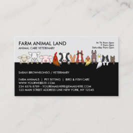 Cartão De Visita Visita de Consulta Veterinária Animal Fazenda Cinz