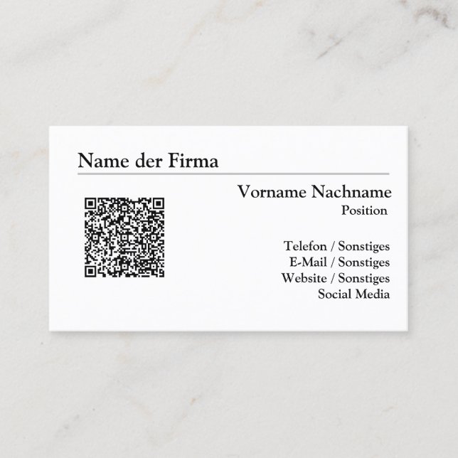 Cartão De Visita Visitenkarten Erstellen - Einfache Vorlage - (Frente)