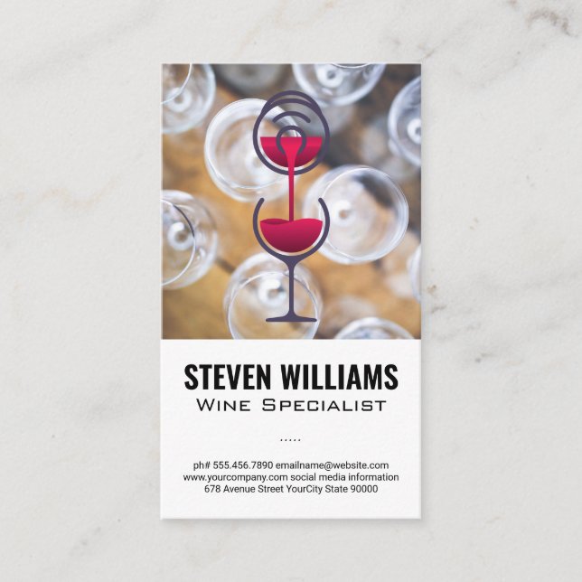 Cartão De Visita Vista Superior de Vidro de Vinho | Farinha De Vinh (Frente)