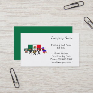 Cartão De Visita Viva México Cartoon Luchador Mariachi Piñata