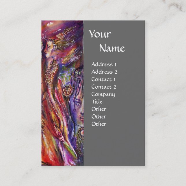 Cartão De Visita VIVIEN E MERLIN Pink Cinza Púrpura Fantasia (Frente)