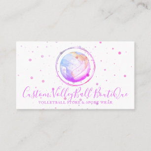 Cartão De Visita Voleibol De Juro Esportivo Rosa