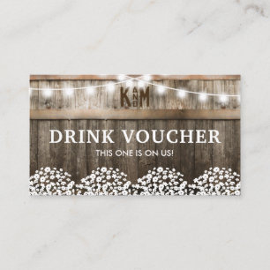Cartão De Visita Voucher de Bebidas Grátis para Casamento em Celeir