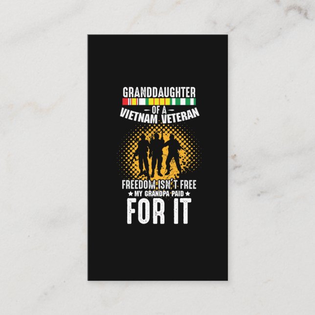 Cartão De Visita Vovô Vietnamita Avô Soldier neta (Frente)