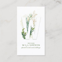 W - Letra Monograma Verde Dourado Deixa Elegante