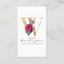 W Monograma Flores Vermelhas Burgundy e Lente Dour