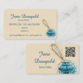 Cartão De Visita Watercolor Artistic Feather Pen Classic Notary