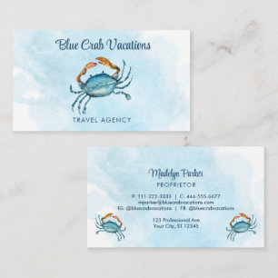 Cartão De Visita Watercolor Blue Crab Coaster Professional
