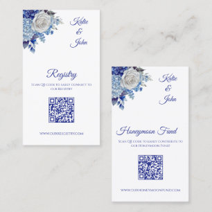 Cartão De Visita Watercolor Blue Flower-Buquê-Casamento Registry-