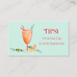 Cartão De Visita Watercolor Cocktail Bartender Business Card