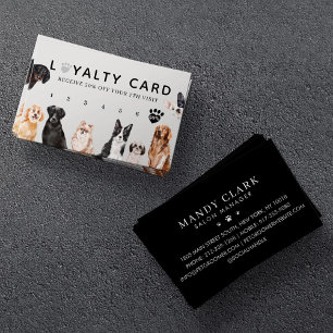 Cartão De Visita Watercolor Dog Breeds Pet Care & Grooming Loyaltie