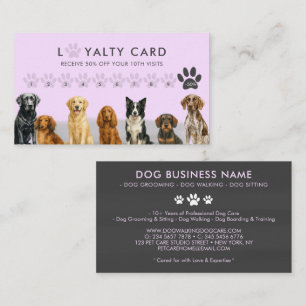 Cartão De Visita Watercolor Dog Breeds Pet Grooming - Lealdade rosa