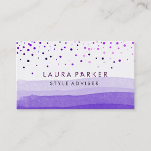 Cartão De Visita Watercolor Elegante Glitter Purple Dunes Confetti