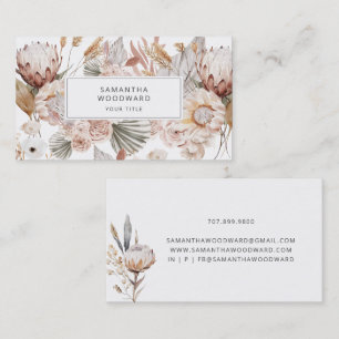Cartão De Visita Watercolor Floral Cream Terracotta