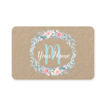 Watercolor Floral Wreath Monograma Inicial