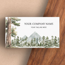 Cartão De Visita Watercolor Green Forest Personalized Outdoor