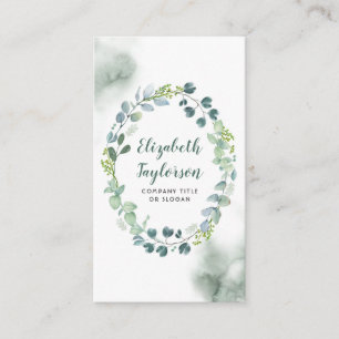 Cartão De Visita Watercolor Greenerescing Wedding Elegant e Creativ