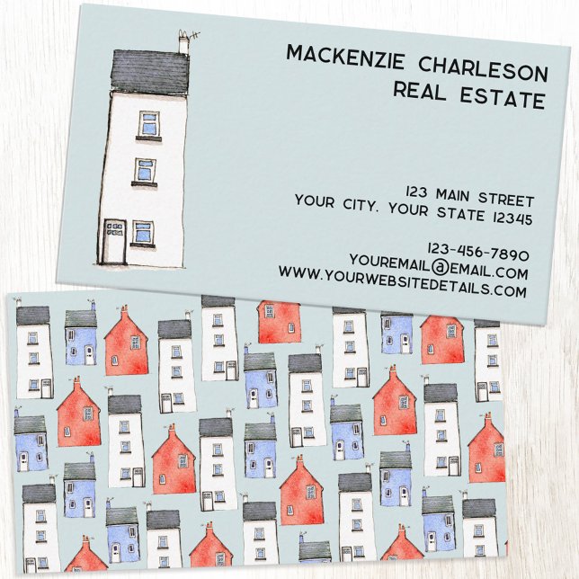 Cartão De Visita Watercolor House (Watercolor house business card for real estate agent, builder, home renovations and more)