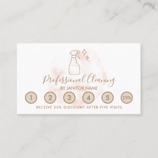 Cartão De Visita Watercolor House Cleaning Loyalty & Reward Punch