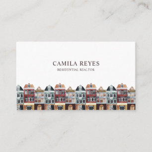 Cartão De Visita Watercolor Imóveis Imóveis Imobiliários Skyline