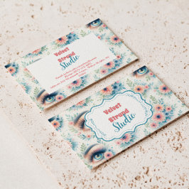 Cartão De Visita Watercolor Lash Artist Floral Beauty Business