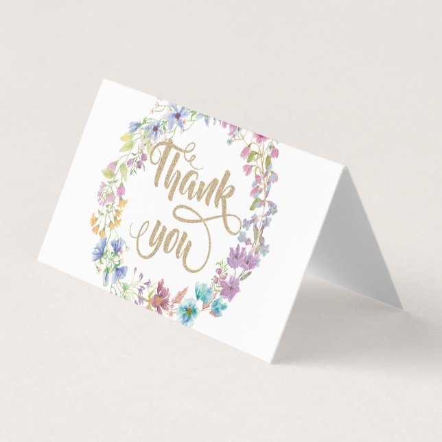 Cartão De Visita Watercolor Little Wilflower Meadow Wreath (Frente)