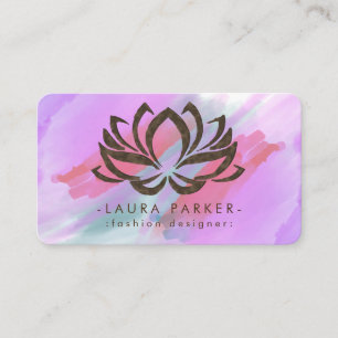 Cartão De Visita Watercolor Lotus Fllower Pink Roxo Splatter