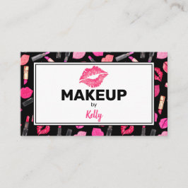 Cartão De Visita Watercolor Makeup Artist Glam Dourado Rosa Busines