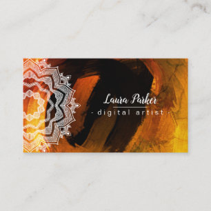 Cartão De Visita Watercolor Mandala Art Abstrato Splatter