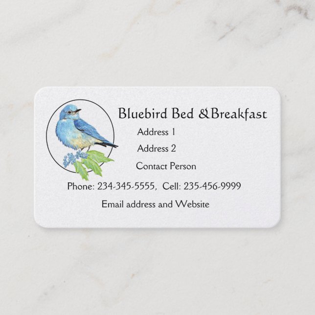Cartão De Visita Watercolor Mountain Bluebird Blue Bird Art para (Frente)
