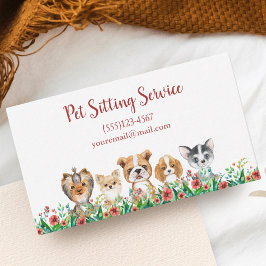 Cartão De Visita Watercolor Puppy Dog Pet Sitting Grooming Service