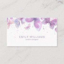 Cartão De Visita Watercolor Purple Butterflies Business Card
