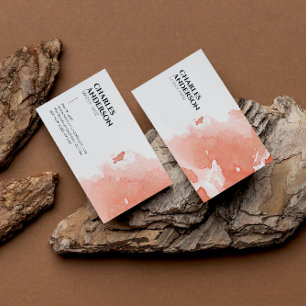 Cartão De Visita Watercolor Terracotta Abstrato Boho Único