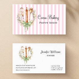 Cartão De Visita Watercolor Utensils Kitchen Bakery Business Card