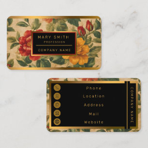 Cartão De Visita Watercolor Vintage Floral Trendage Collection