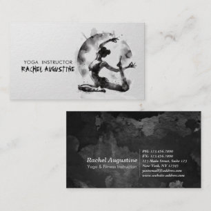 Cartão De Visita Watercolor Yoga Reiki - Pose Rei Pigeon De Uma Per